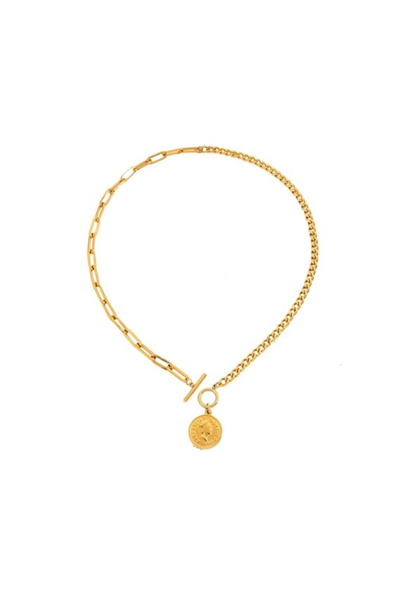 Stainless Steel Coin Pendant Chain Portrait Art Comfortable Necklace Design