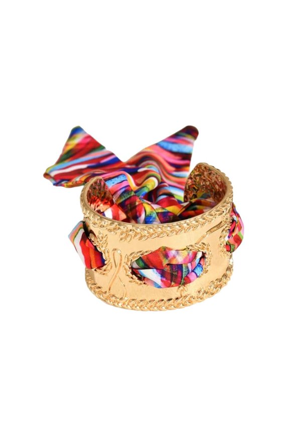 Statement Pieces Retro Alloy Ribbon Bangle With Intricate Floral Patterns for Casual Event Formal Occasions