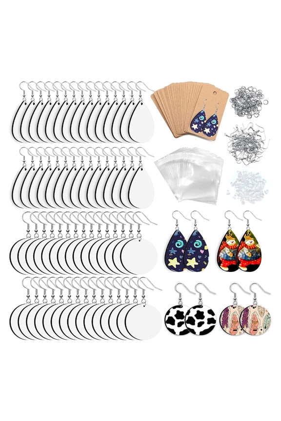 Sublimation Blanks Thermal Transfer Earrings Set with Kraft Paper Earring Hooks