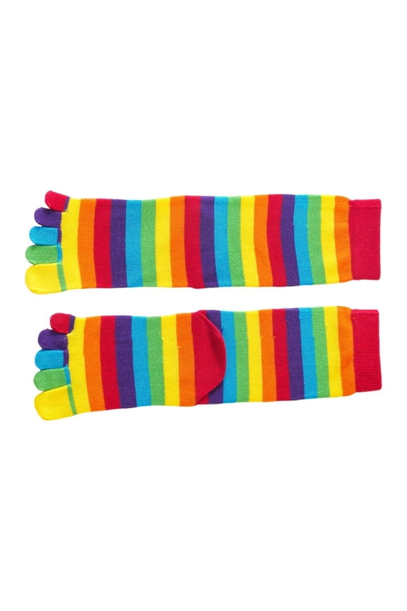 Toe Socks for Women Novelty Rainbow Striped Five Finger Separated Ankle Socks