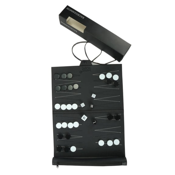 Lerpwige Travel Board Game Backgammon Board Game Portable Backgammon Set Folding Portable PU Chess Boards