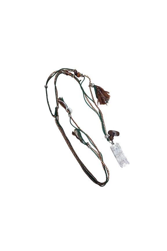 Trendy Crinkle Pattern Necklace Crafted From Wood Bead And Soft Adjustable Cord