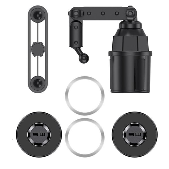 Lerpwige Two Phone Car Mount with Adjustable Arms Magnetic Base Car Phone Holder Fits Most Cup Holders for 4-7.2 Inch Devices