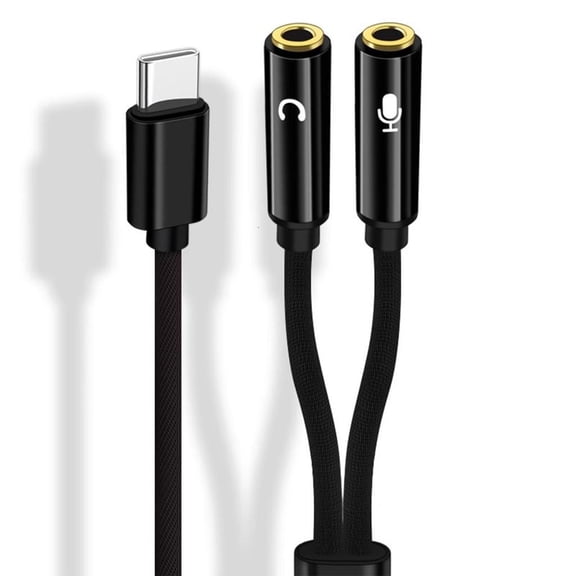 Lerpwige Type C to Two Way 3.5mm Earphone Connectors Cable for Music and Calls