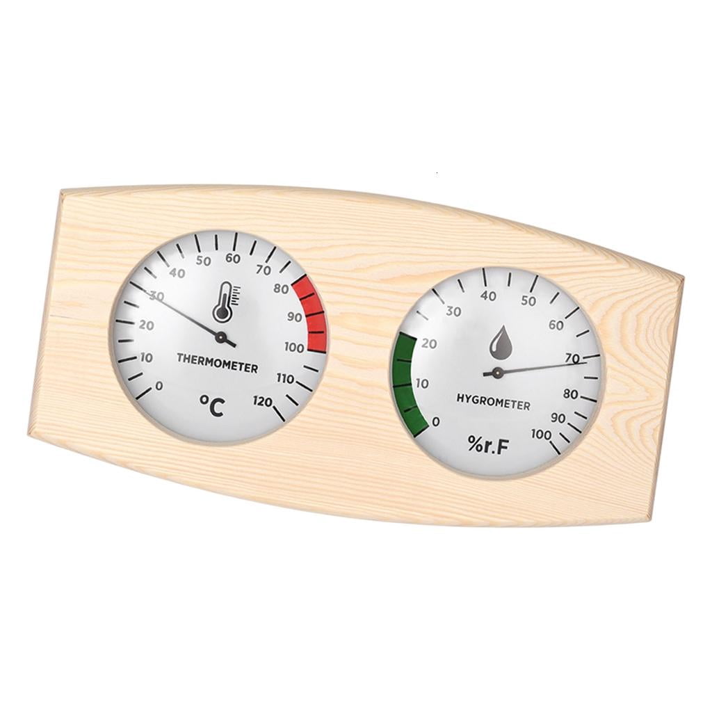 Lerpwige Upgrades Wooden Sauna Thermometers & Hygrometer Pine Glass Metal Accuracy Temperature & Humidity Meter for Room