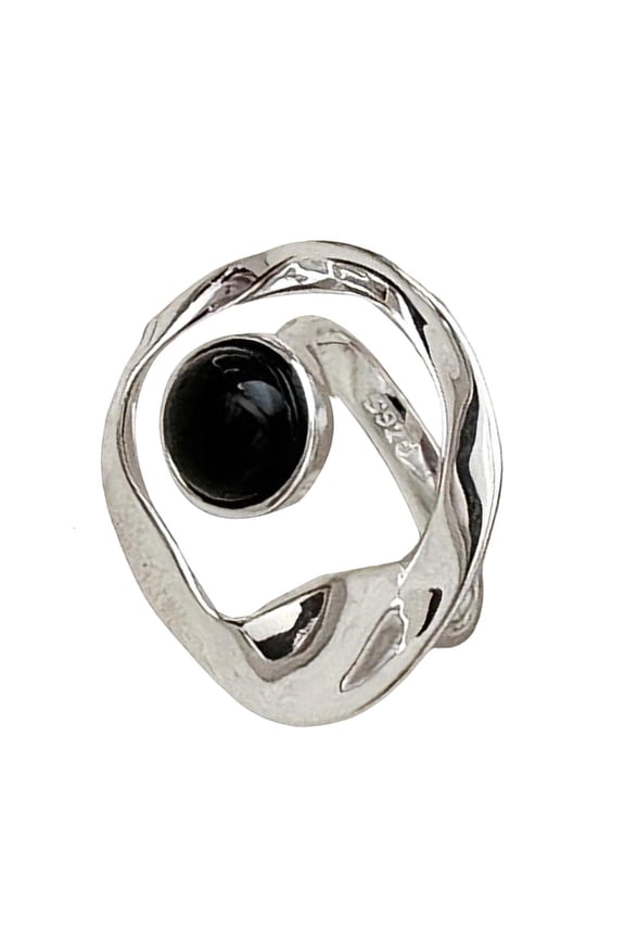 Vintage Black Onyx Jewelry Ring Irregular Shape Customizable Fit Finger Ring