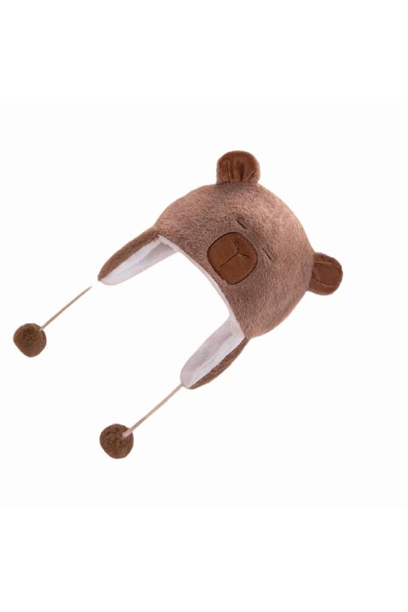 Warm Fleece Hooded Beanies For Skiing Capybara Penguins Plush Hat Hats