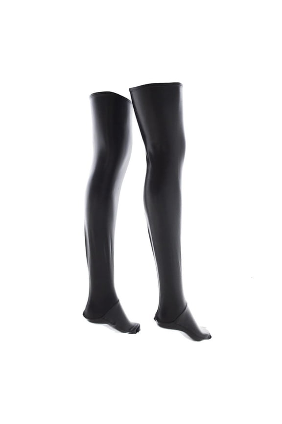 Wet Look Thigh High Stockings Faux Metallic Over the Knee Long Socks