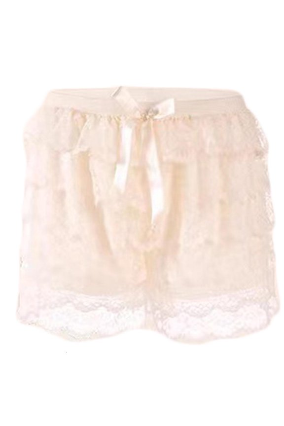 Women Bowknot Tiered Ruffled Lace Safety Shorts Half Slip Cake Pant Knickers