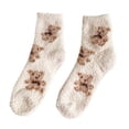 thumbnail image 1 of Lerpwige Women Kawaii Coral Velvet Winter Fuzzy Slipper Socks Cute Cartoon Bear Pattern Thicken Fluffy Cozy Warm Floor Sleep Hosiery Foot Warmer, 1 of 20