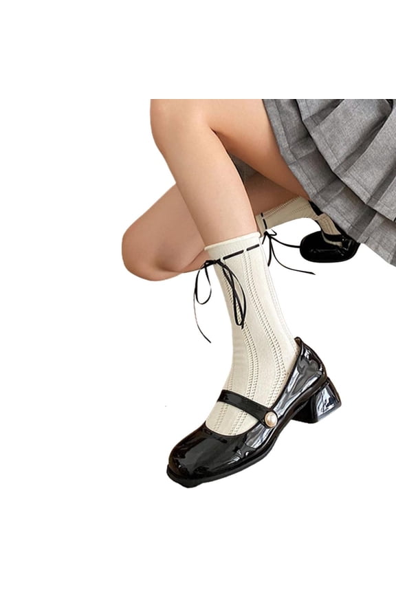 Women Mesh Ankle Socks Roll Cuff Cotton Slouchy Socks Ballet Bow Crew Socks