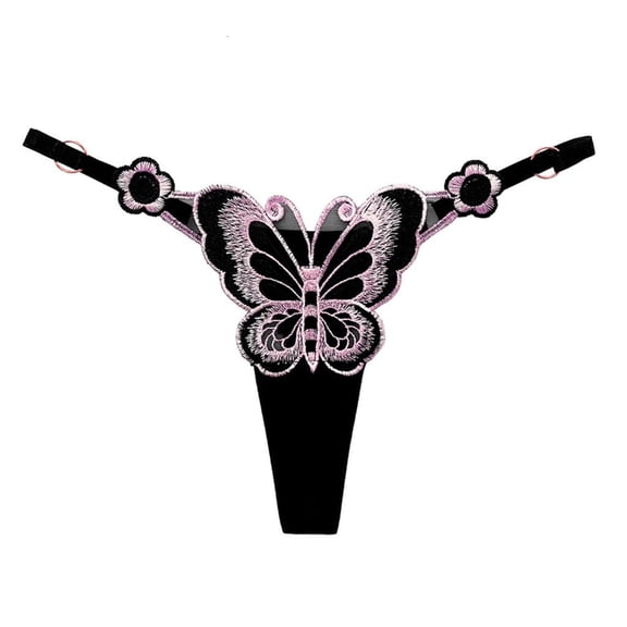 Lerpwige Women Underwear Embellished Lace Butterfly Gee-String Thong Underpant