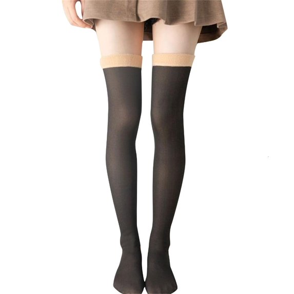 Lerpwige Women's Fleece Lined Thigh High Socks Soft Long Stockings Winter Thermal Socks