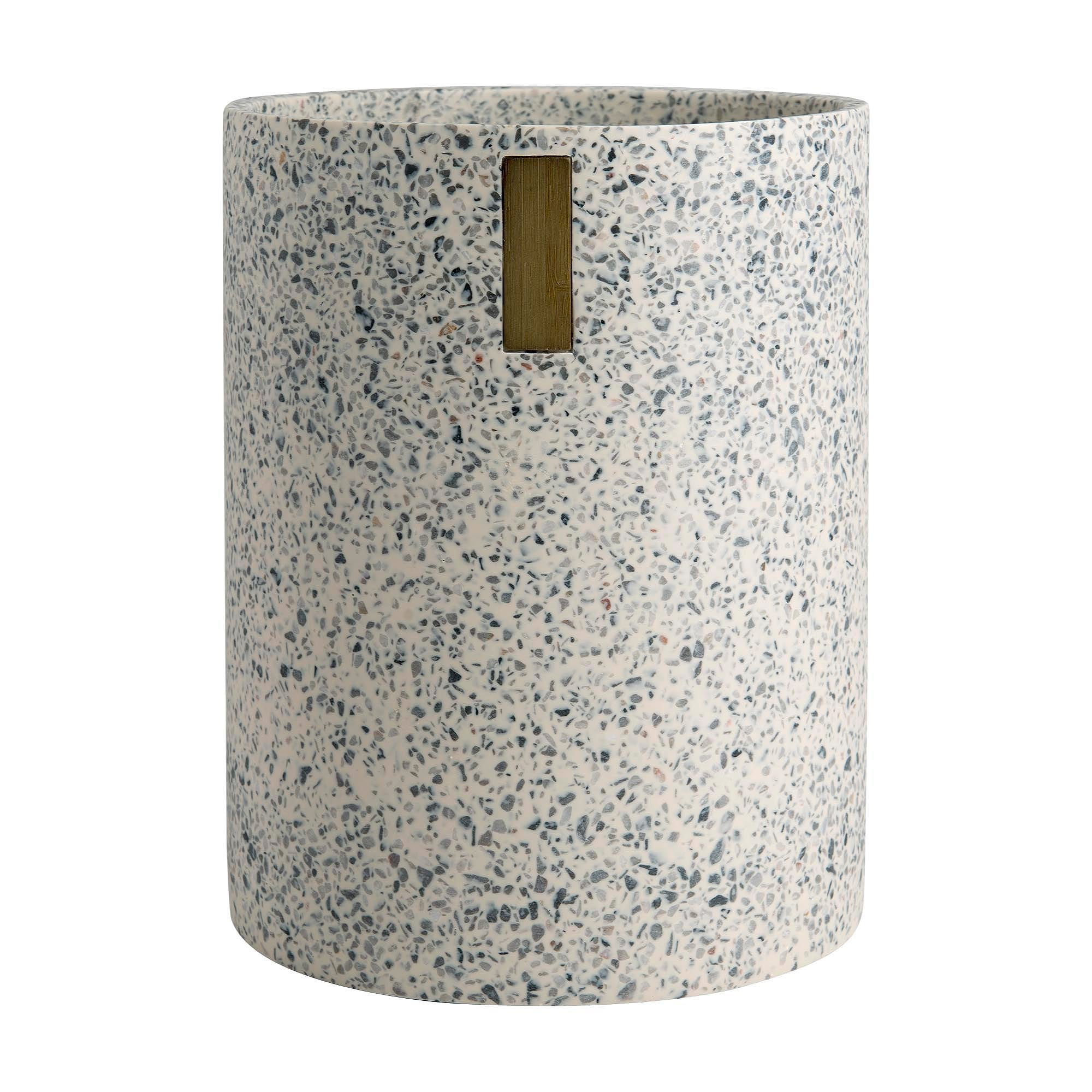 Lerrazzo Gray and Natural Resin Cylindrical Wastebasket
