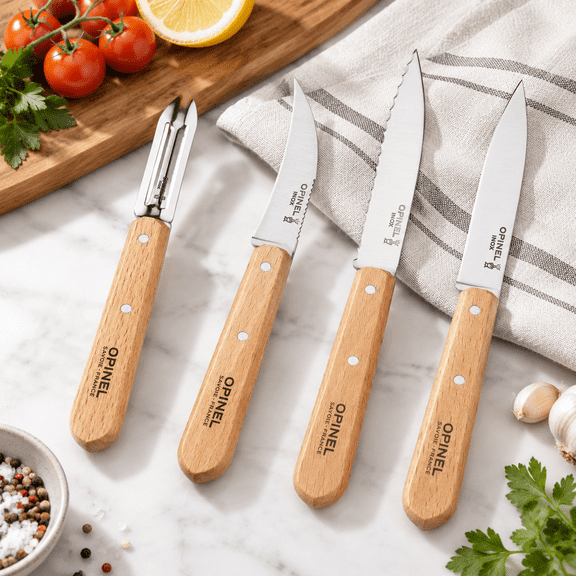 Les 4 Piece Kitchen Prep Set Wood Handle