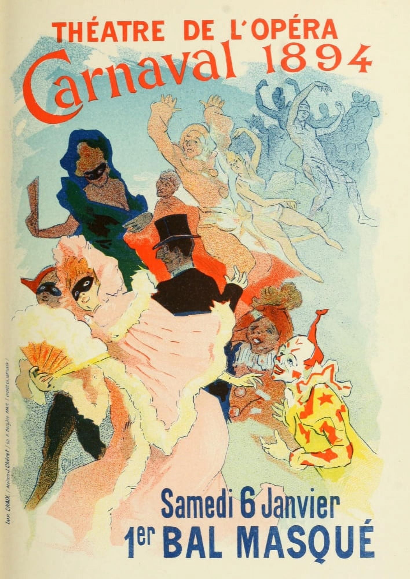 Les Affiches Illustres (1886-1895) 1896 Carnaval 1894 Canvas Art - Jules Chret (18 x 24)