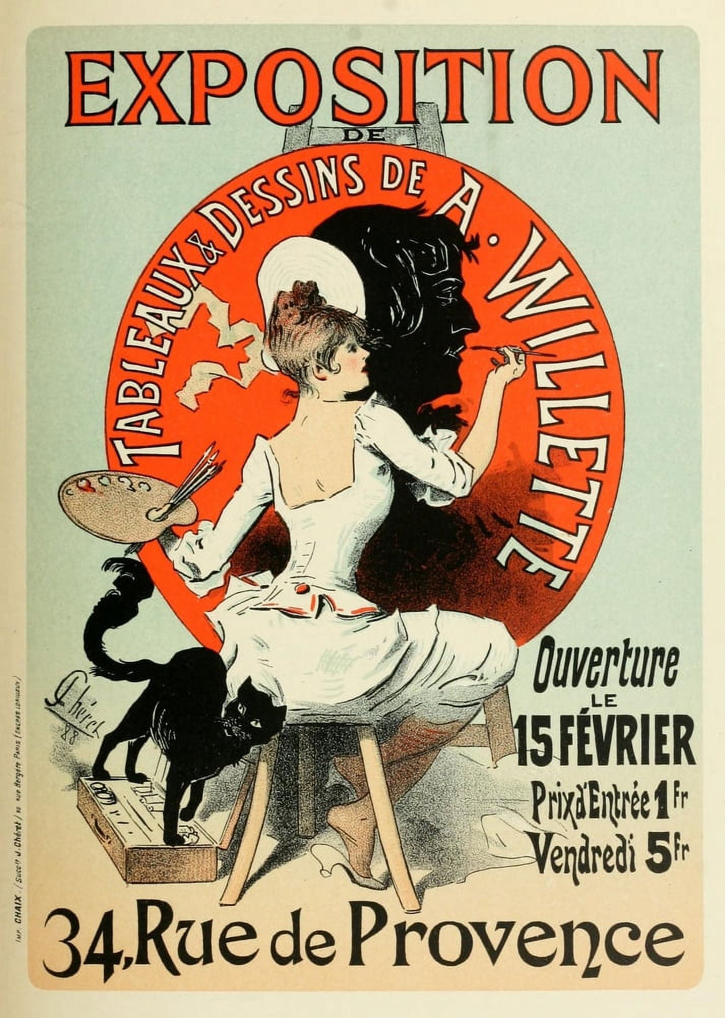 Les Affiches Illustres (1886-1895) 1896 Exposition de A Willette Canvas Art - Jules Chret (24 x 36)