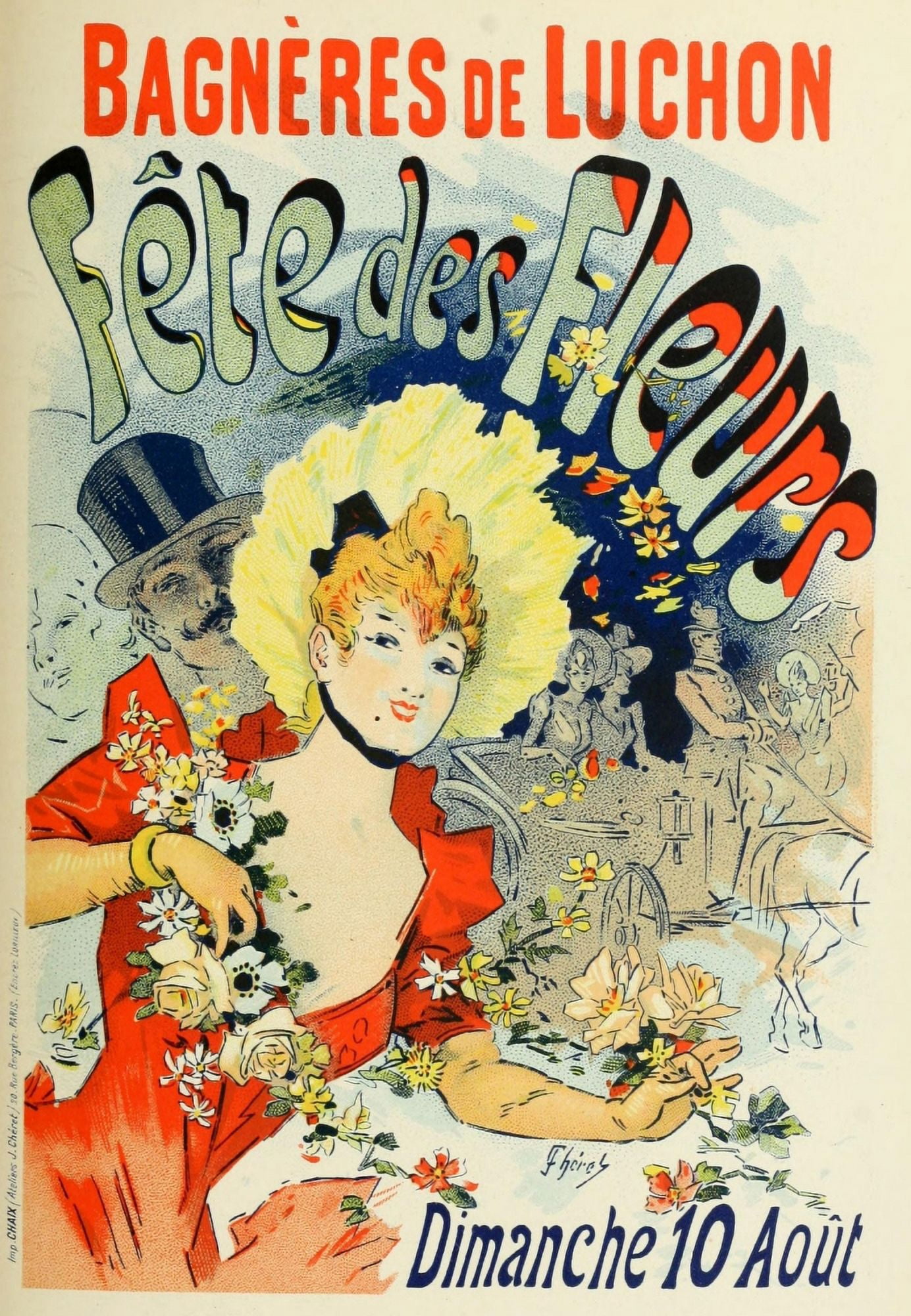 Les Affiches Illustres (1886-1895) 1896 Fete des Fleurs Canvas Art - Jules Chret (24 x 36)