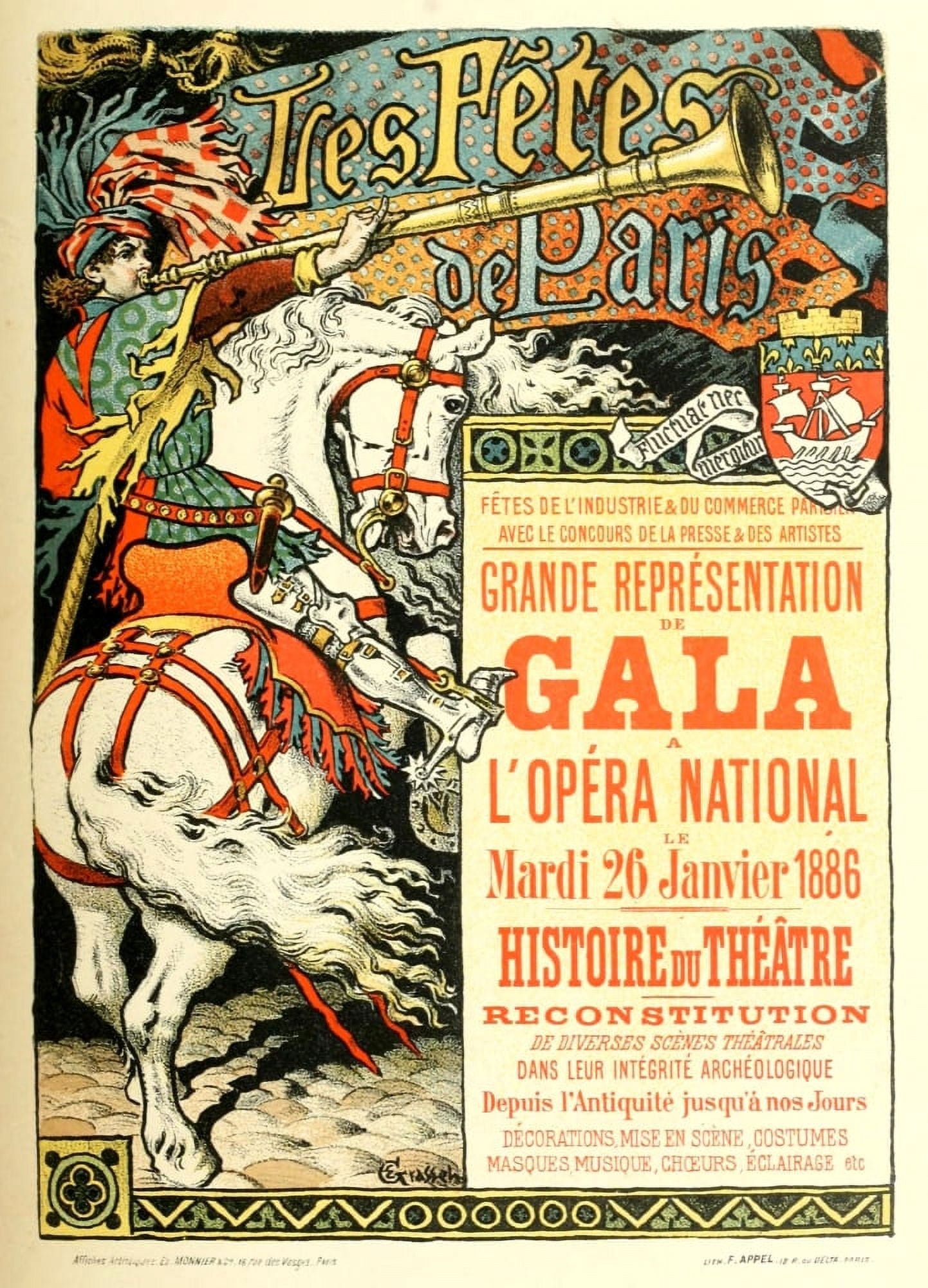 Les Affiches Illustres (1886-1895) 1896 Gala Canvas Art - EugÔø?ne Grasset (18 x 24)