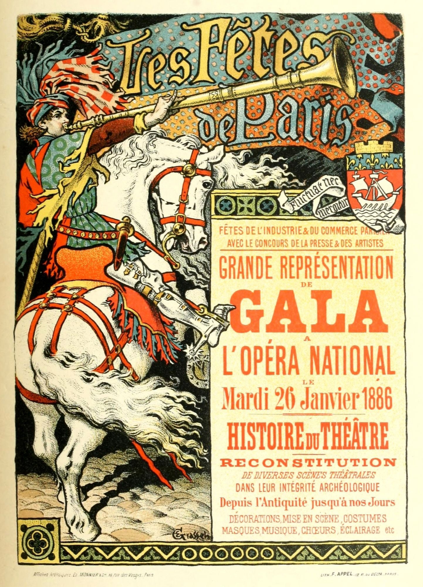 Les Affiches Illustres (1886-1895) 1896 Gala Canvas Art - EugÔøΩne Grasset (24 x 36)