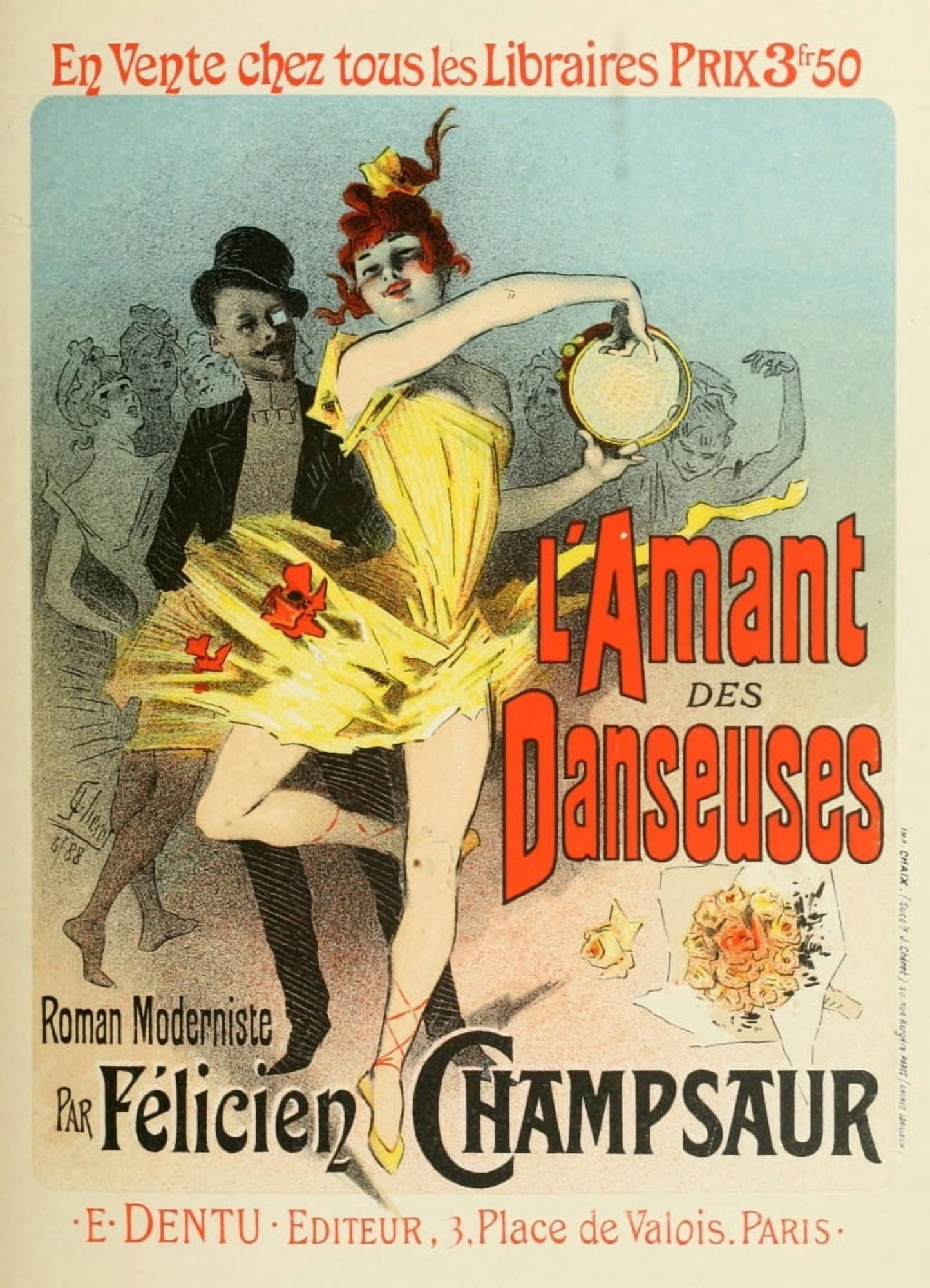 Les Affiches Illustres (1886-1895) 1896 LAmant des Danseuses Canvas Art - Jules Chret (18 x 24)