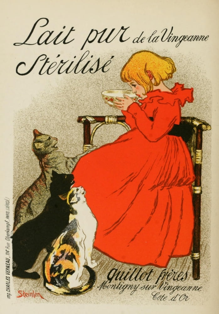 Les Affiches Illustres (1886-1895) 1896 Lait pur Strilis Canvas Art - Thophile Steinlen (18 x 24)
