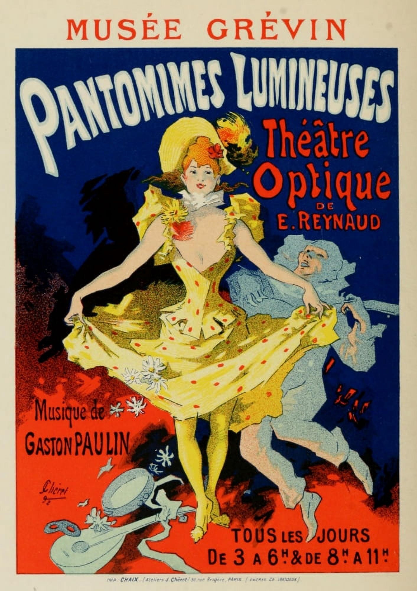Les Affiches Illustres (1886-1895) 1896 Pantomimes Lumineuses Canvas Art - Jules Chret (18 x 24)