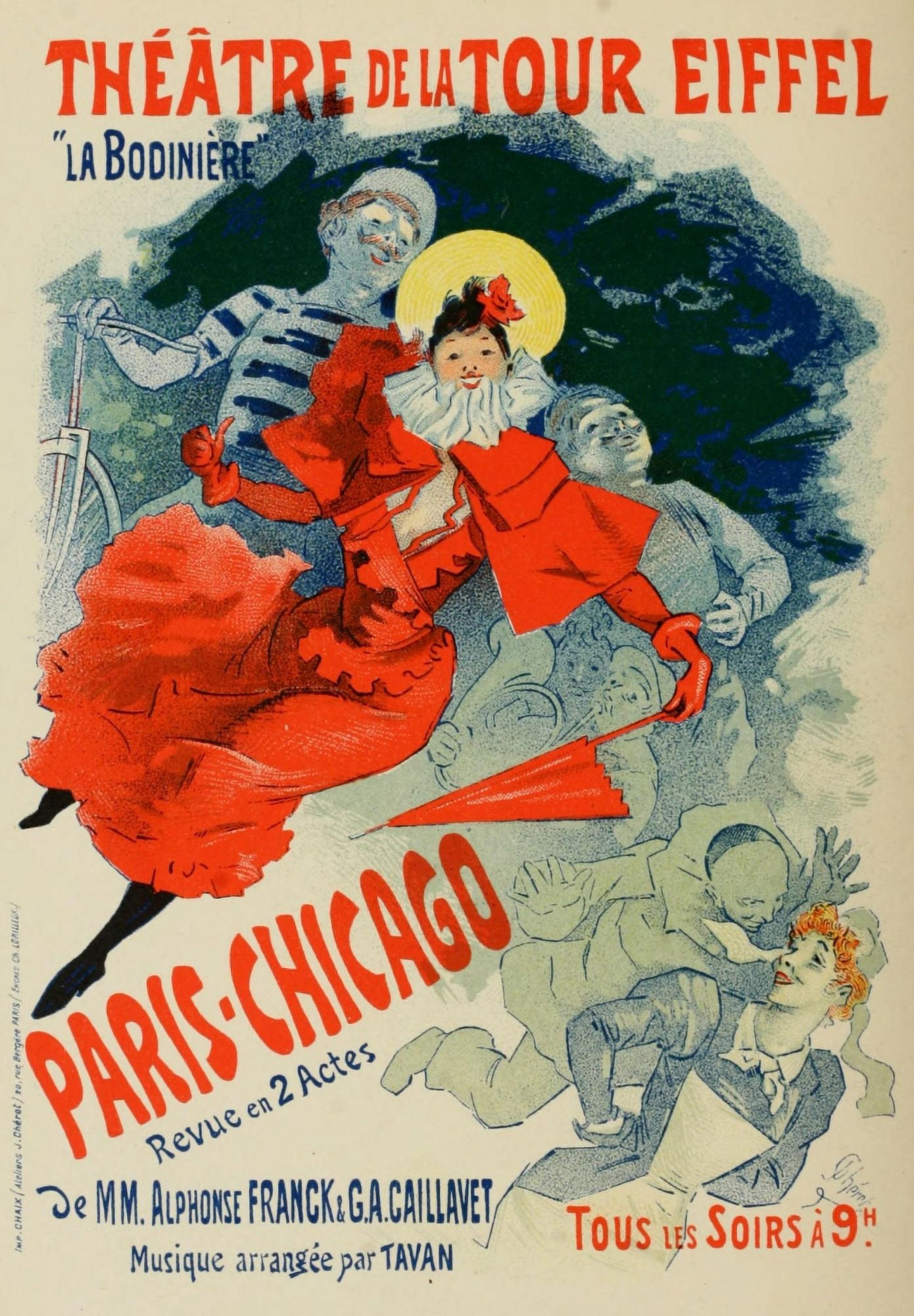 Les Affiches Illustres (1886-1895) 1896 Paris Chicago Revue Canvas Art - Jules Chret (24 x 36)