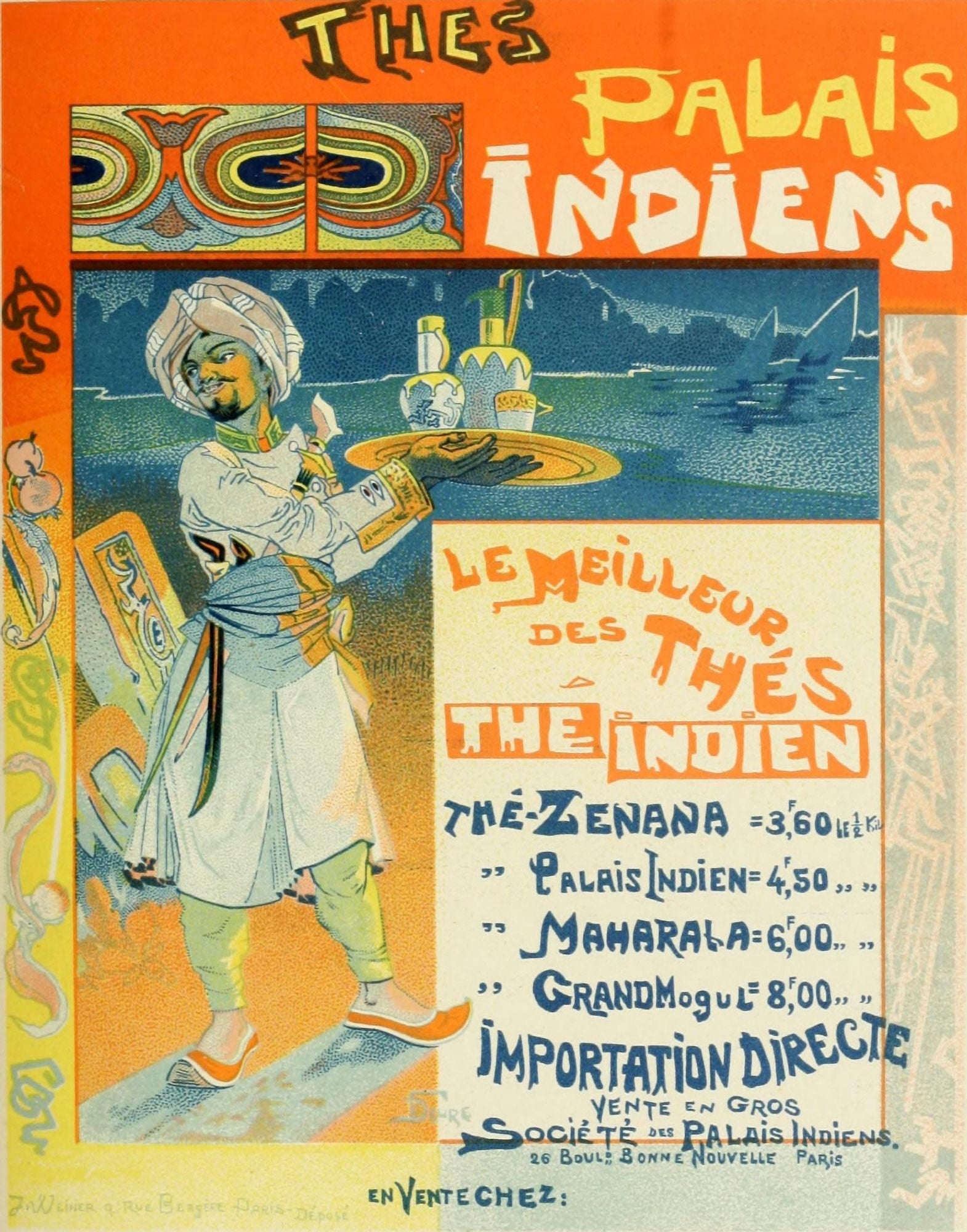 Les Affiches Illustres (1886-1895) 1896 Thes Palais Indiens Canvas Art - Georges de Feure (24 x 36)