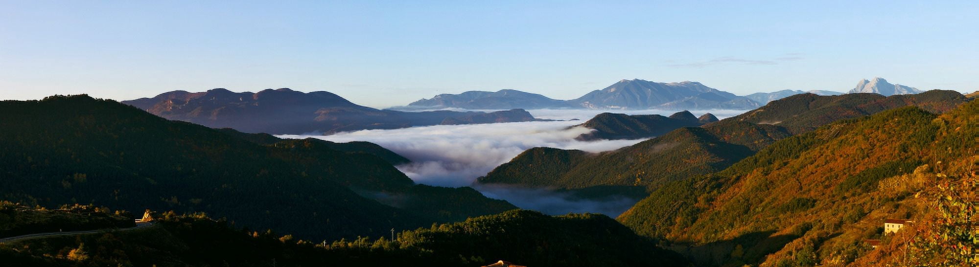 Les Agudes mountain from Castellar de nHug Gerona Catalonia Spain Canvas Art - Panoramic Images (27 x 9)