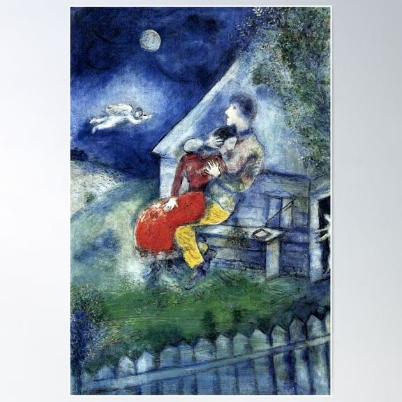 Les Amoureux Marc Chagall Artwork Marc Chagall Paintings Poster Wall Art, Modern Wall Decor For Living Room Bedroom, 8x12 UNFRAMED