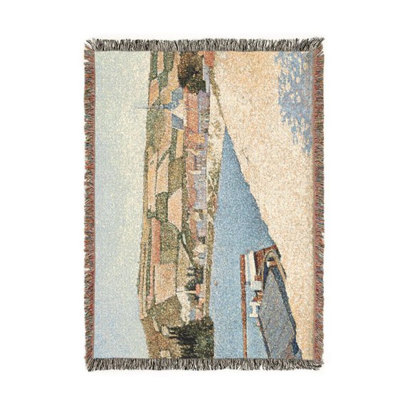 Les Andelys Cote D'aval Woven Throw Blanket, 100% Cotton, Fringed Edges