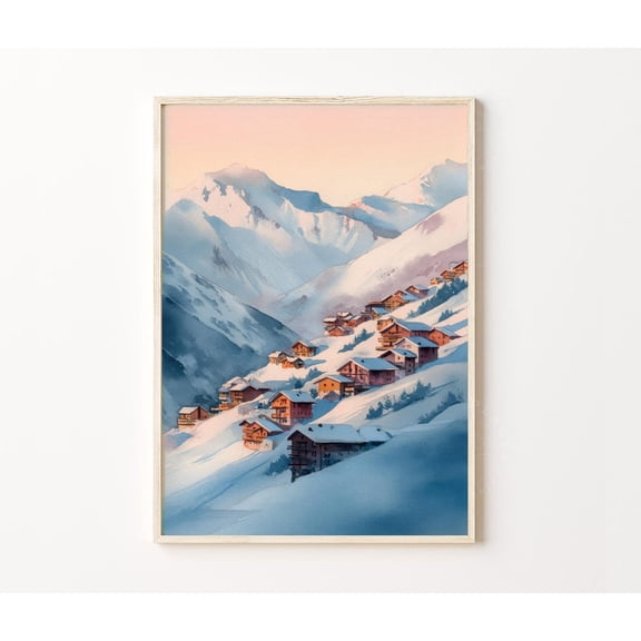 Les Arcs French Alps Ski Village Wall Art Home Decor