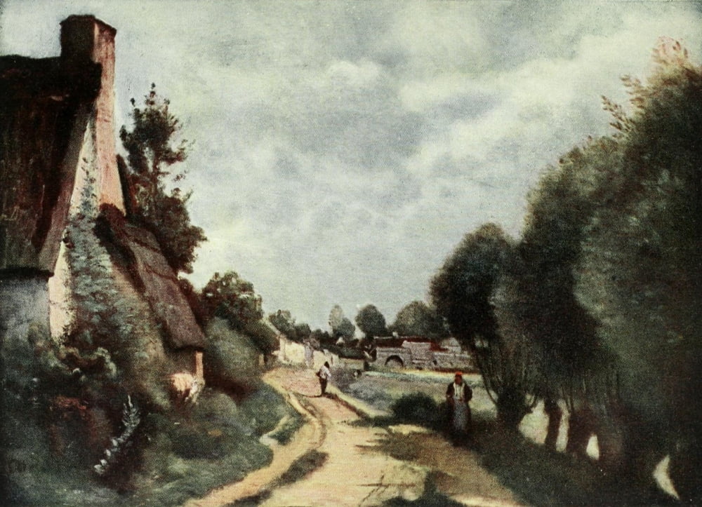 Les Chaumieres Corot 1910 Canvas Art - Jean-Baptiste Camille Corot (18 x 24)