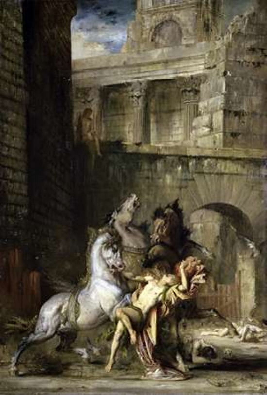 Les Chevaux de Diomede Canvas Art - Gustave Moreau (20 x 28)