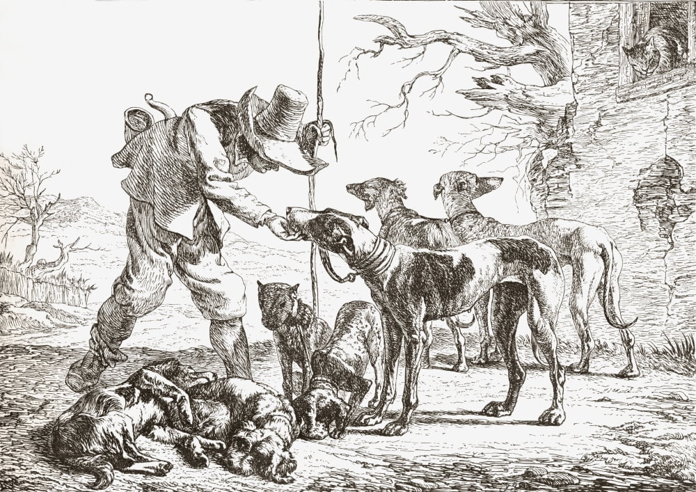 Les Chiens By Pieter Van Laer A Hunter With His Hounds From Histoire Des Peintres De Toutes Les coles cole Hollandaise Published 1863 Canvas Art - Ken Welsh Design Pics (16 x 11)