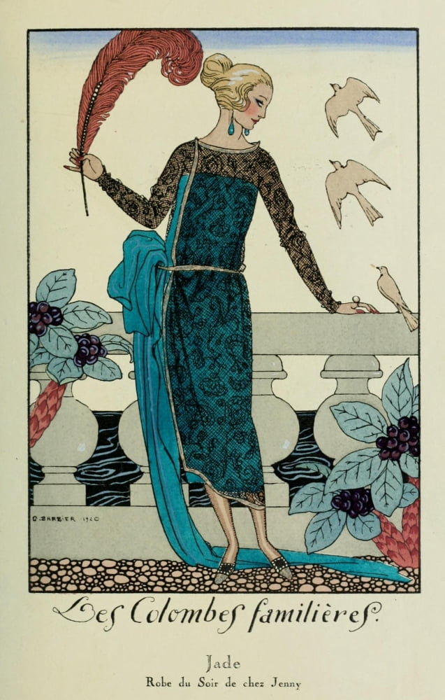 Les Colombes Familieres La Guirlande 1919 Canvas Art - George Barbier (18 x 24)