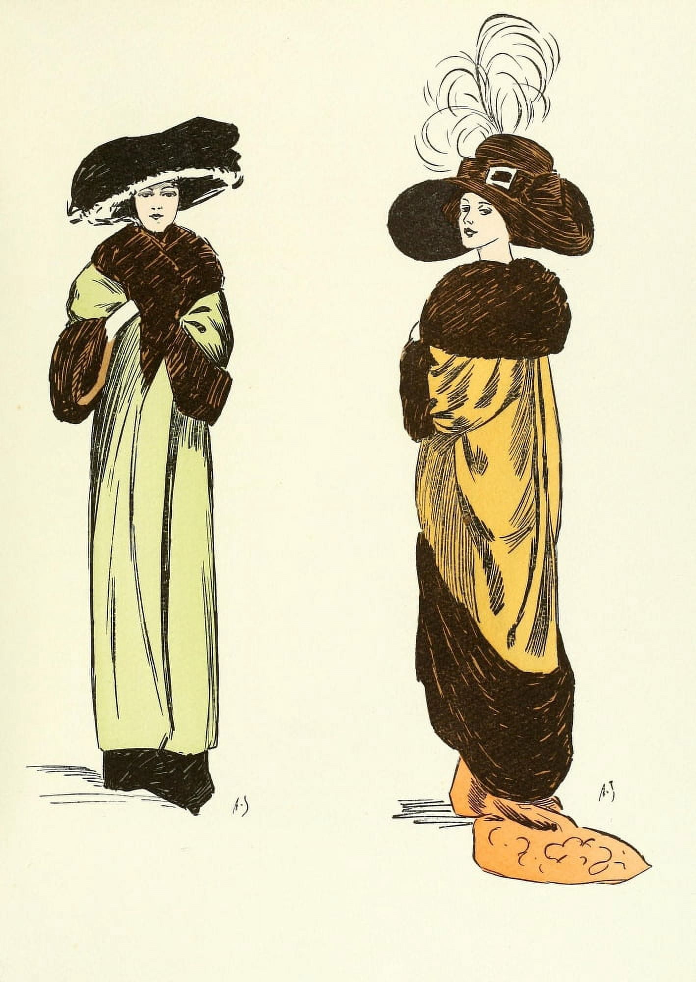 Les Crateurs de la Mode 1910 Ladies in coats Canvas Art - Alfred L Jungbluth (18 x 24)