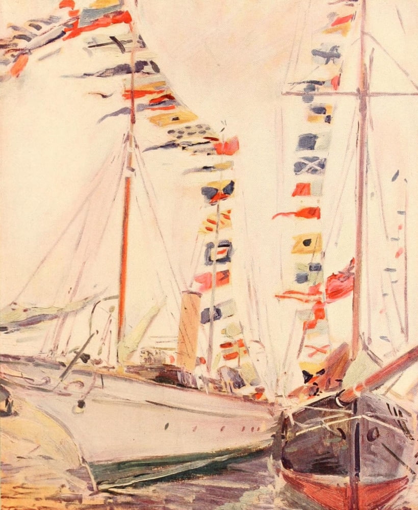 Les Flammes de Yachts Canvas Art - Paul Csar Helleu (18 x 24)