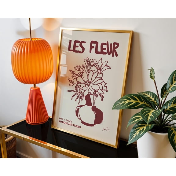 Les Fleur Vintage French Flower Market Poster, Unframed Paper Poster 8x10in