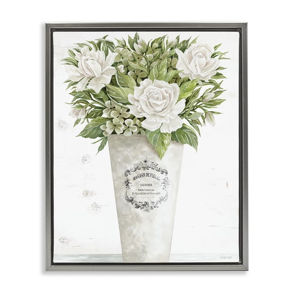 Stupell Industries Les Fleurs Des Roses Gray Framed Floater Canvas Wall Art, design by Cindy Jacobs