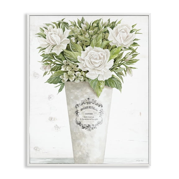 Stupell Industries Les Fleurs Des Roses White Framed Giclee Art, design by Cindy Jacobs