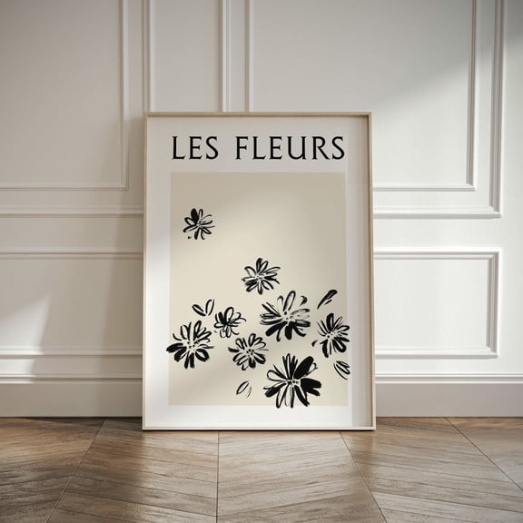 Les Fleurs Exhibition Poster French Bohemian Modern Botanical Floral Decor, Unframed Paper Poster 8x10in