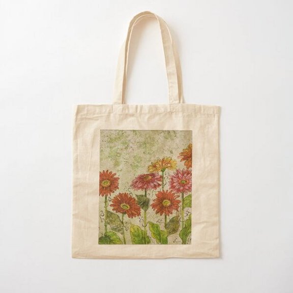 Les Fleurs Ii Canvas Tote Bags, Reusable Shopping Bag