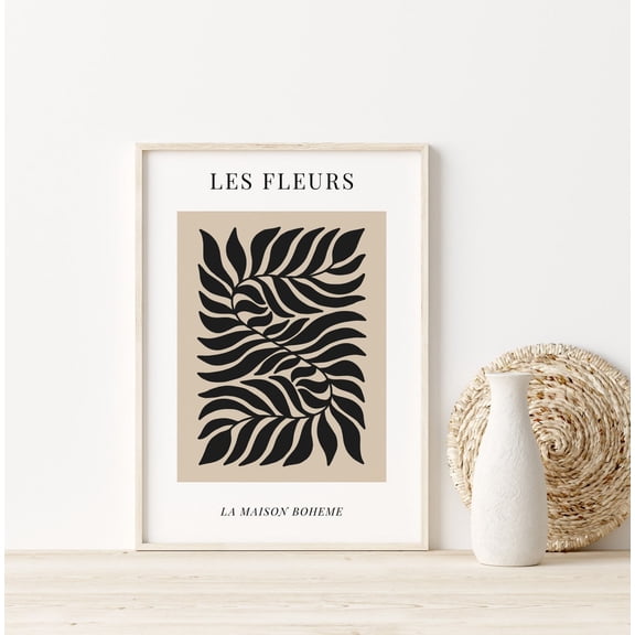 Les Fleurs Print Beige And Black Print Beige Wall Art Neutral Prints Botanical Print Decor Wall Art Home Decor Office Wall Art