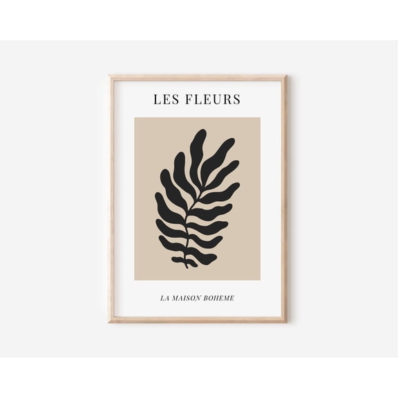 Les Fleurs Print / Beige And Black Print, Neutral Wall Art, Neutral Prints, Botanical Print, Aesthetic Decor Wall Art, Modern Wall Decor, 8x12 UNFRAMED