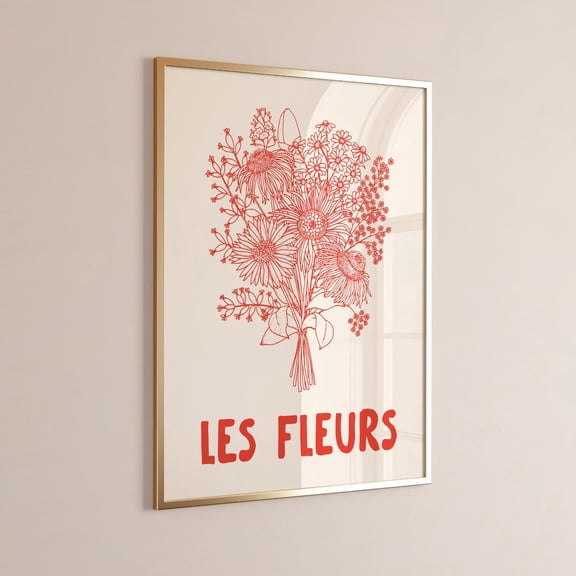 Les Fleurs Retro Botanical Flower Market Print, Unframed Paper Print Size 8x12