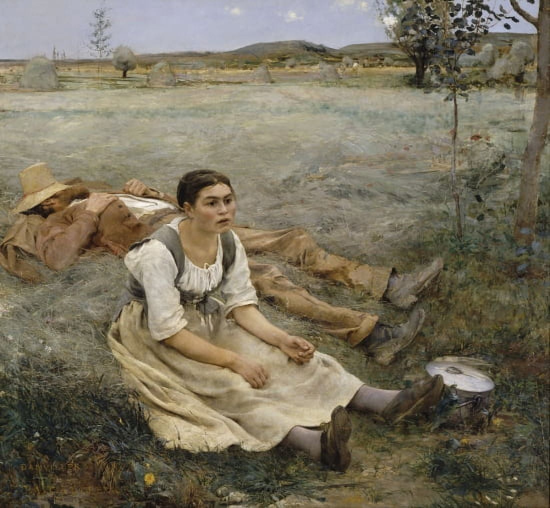 Les Foins Hay Making 1877 Canvas Art - Jules Bastien Lepage (36 x 54)