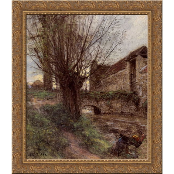 Les Fosses de Rue Chaily 20x22 Gold Ornate Wood Framed Canvas Art by L'Hermitte, Leon Augustin