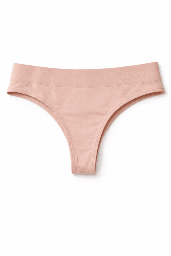 Women's Beige High Script Thong, Large